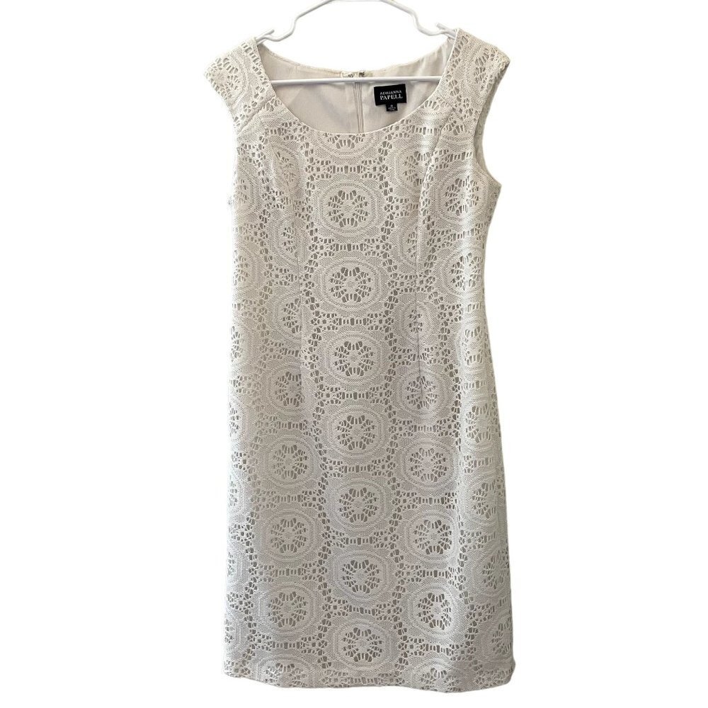 Adrianna Papell white lace midi knee-length dress sleeveless formal dress